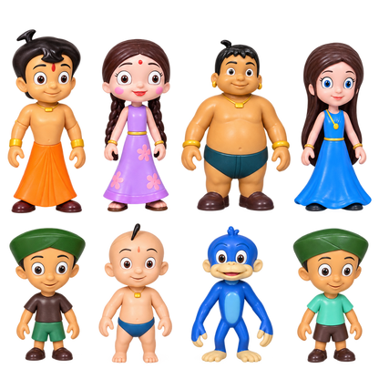 Funskool Chhota Bheem 8-in-1 Character Figure Set | Kids Toy Set with Chhota Bheem & Friends | Collectible Figures for Boys & Girls Age 4+