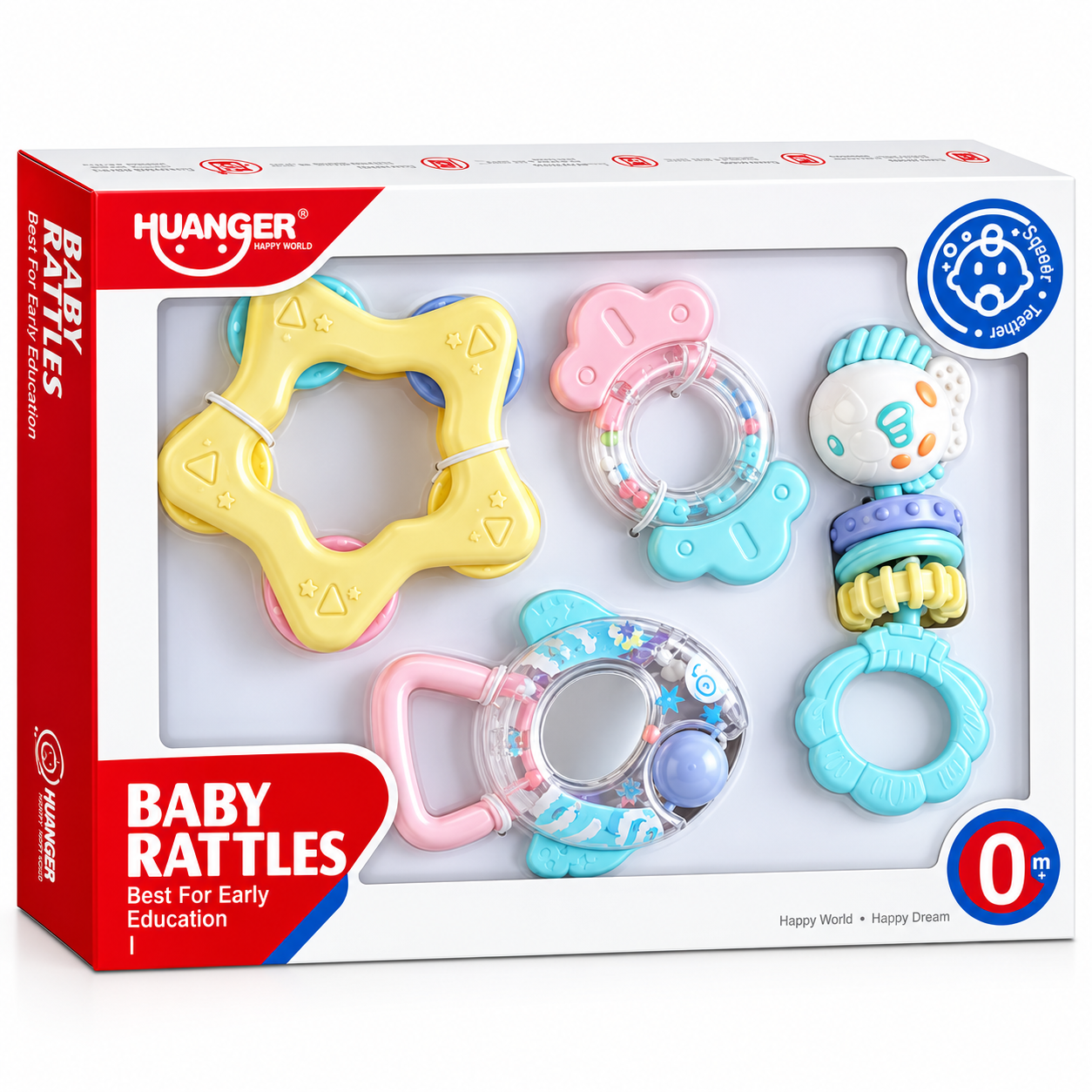 Huanger Baby Rattles Toy Set – Infant Sensory Rattle & Teether Toys for Newborn Babies (0+ Months)