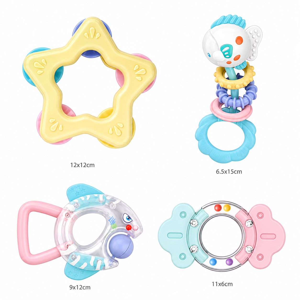 Huanger Baby Rattles Toy Set – Infant Sensory Rattle & Teether Toys for Newborn Babies (0+ Months)