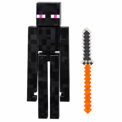 (Box Damage) Minecraft Enderman Action Figure with Pixel Sword Accessory – Block-Style Collectible Toy for Kids Ages 3+
