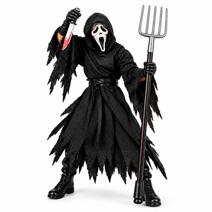Ghost Face Friday the 13th Horror Action Figure Set with Pitchfork, Knives & Interchangeable Masks | Halloween Collectible Figure for Kids & Horror Fans Ages 6+
