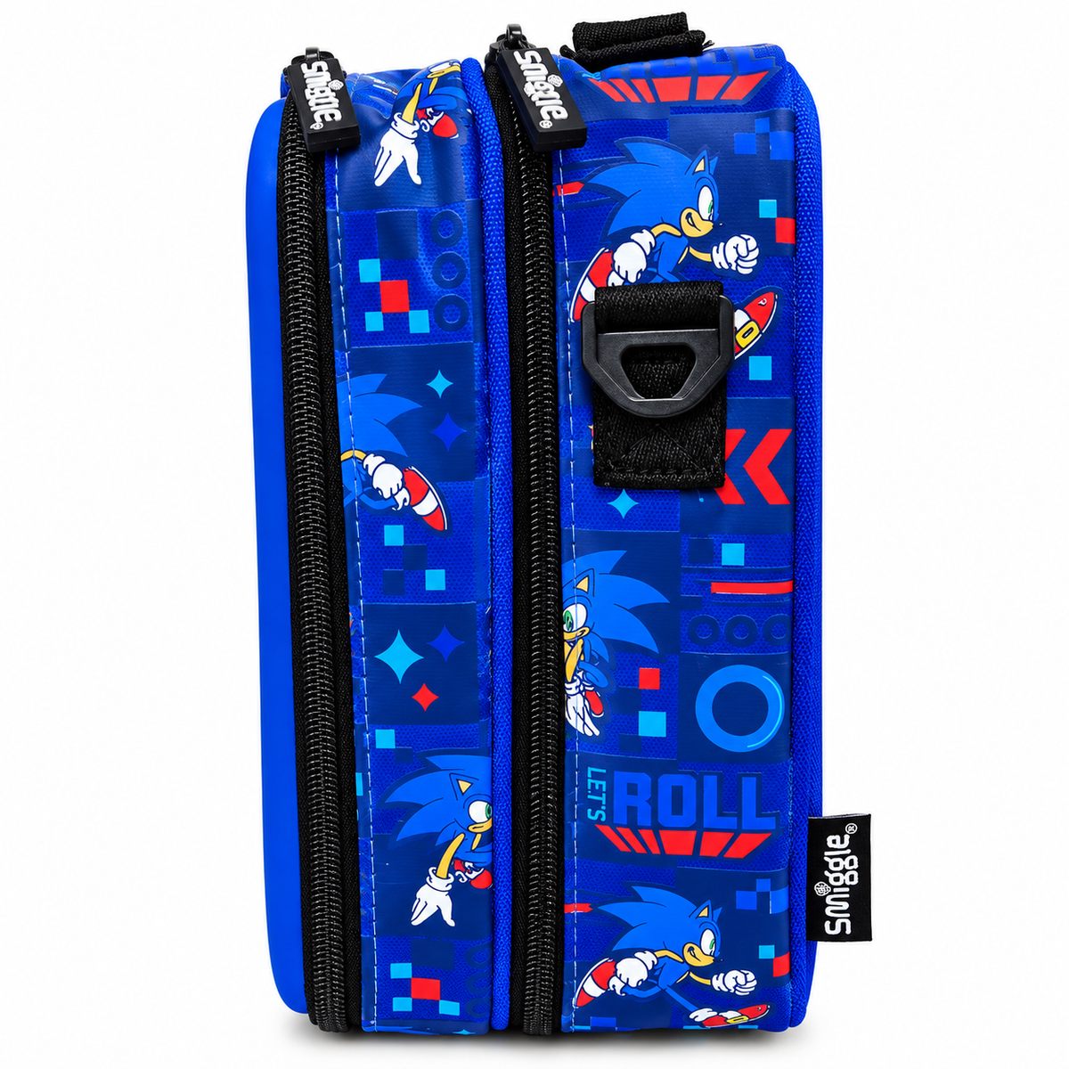 Smiggle Sonic The Hedgehog Hardtop Lunch Bag for Kids – Insulated School Lunch Box with Bottle Pocket & Carry Handle – Blue