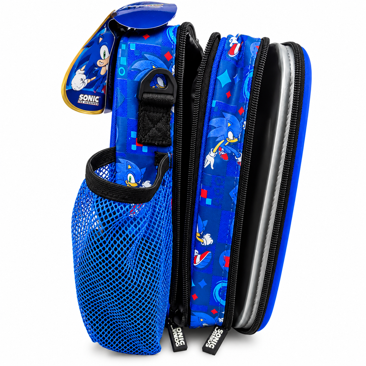 Smiggle Sonic The Hedgehog Hardtop Lunch Bag for Kids – Insulated School Lunch Box with Bottle Pocket & Carry Handle – Blue