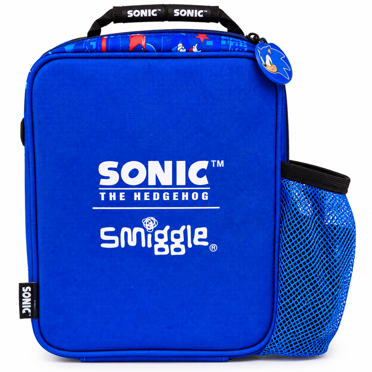 Smiggle Sonic The Hedgehog Hardtop Lunch Bag for Kids – Insulated School Lunch Box with Bottle Pocket & Carry Handle – Blue