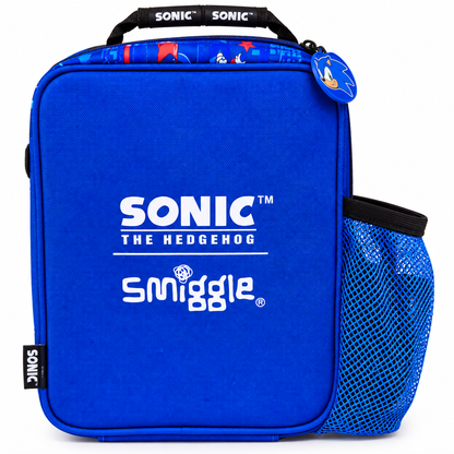 Smiggle Sonic The Hedgehog Hardtop Lunch Bag for Kids – Insulated School Lunch Box with Bottle Pocket & Carry Handle – Blue