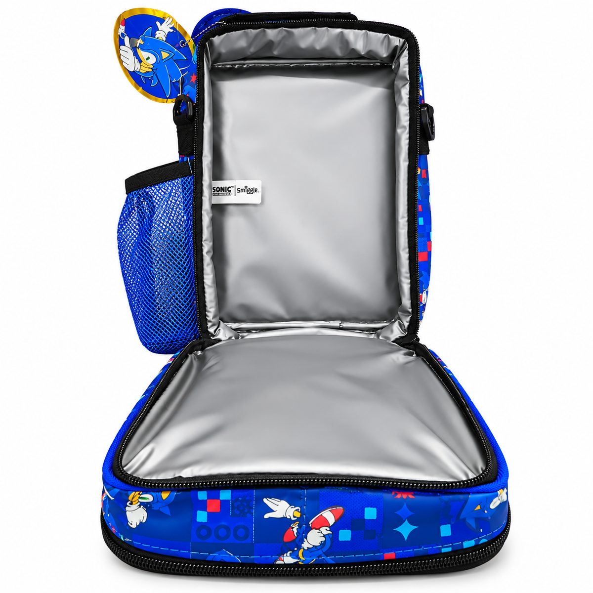 Smiggle Sonic The Hedgehog Hardtop Lunch Bag for Kids – Insulated School Lunch Box with Bottle Pocket & Carry Handle – Blue