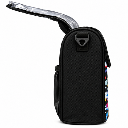 Smiggle Space Astronaut Double Decker Lunchbox for Kids – Insulated School Lunch Bag with Carry Handle, Bottle Pocket & Galaxy Rocket Print – Black