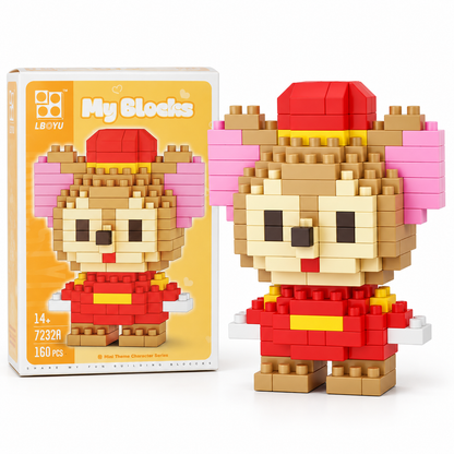 Micro Building Blocks Character Figure – DIY Mini Brick Puzzle Toy with Display Model, Assorted Character Designs, 3+ Years