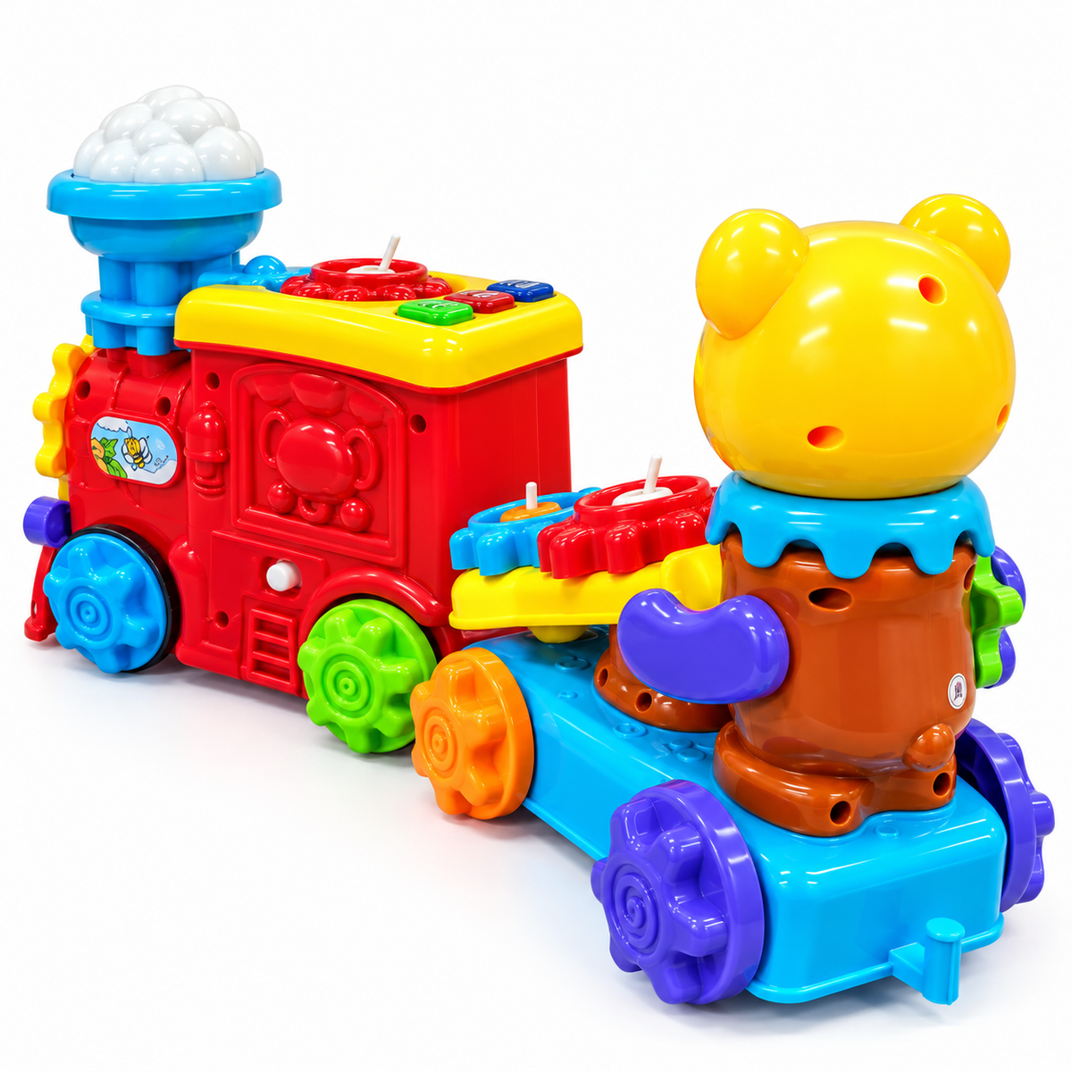Five Star Roll & Assemble Animal Train Toy – Gear Connection Train with Light, Music & Spinning Animal Figures for Toddlers