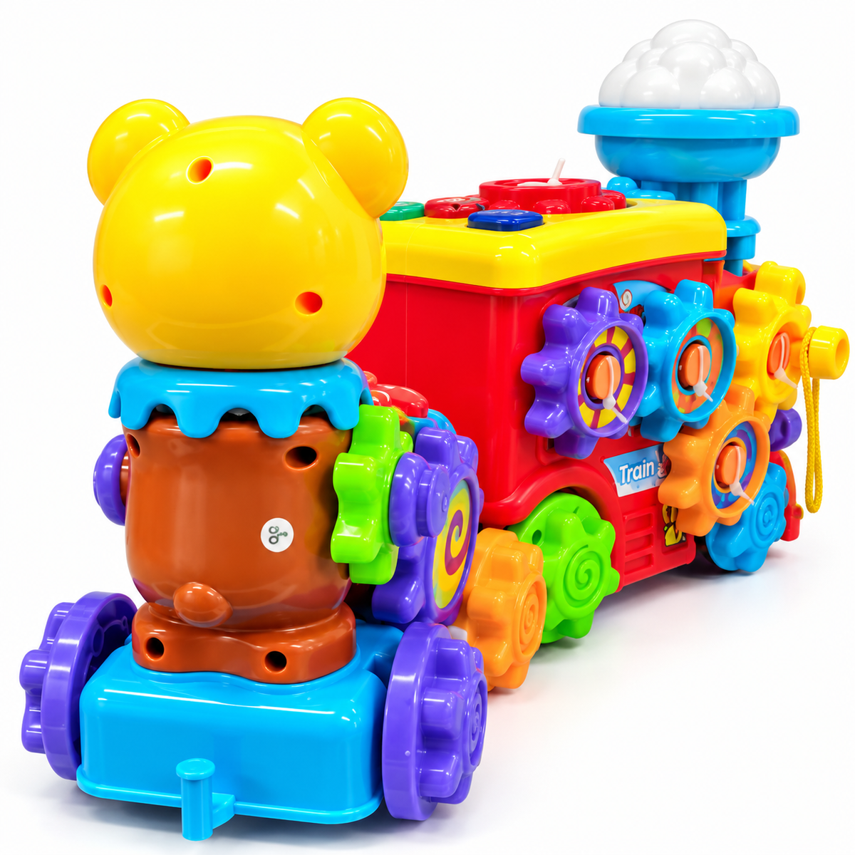 Five Star Roll & Assemble Animal Train Toy – Gear Connection Train with Light, Music & Spinning Animal Figures for Toddlers