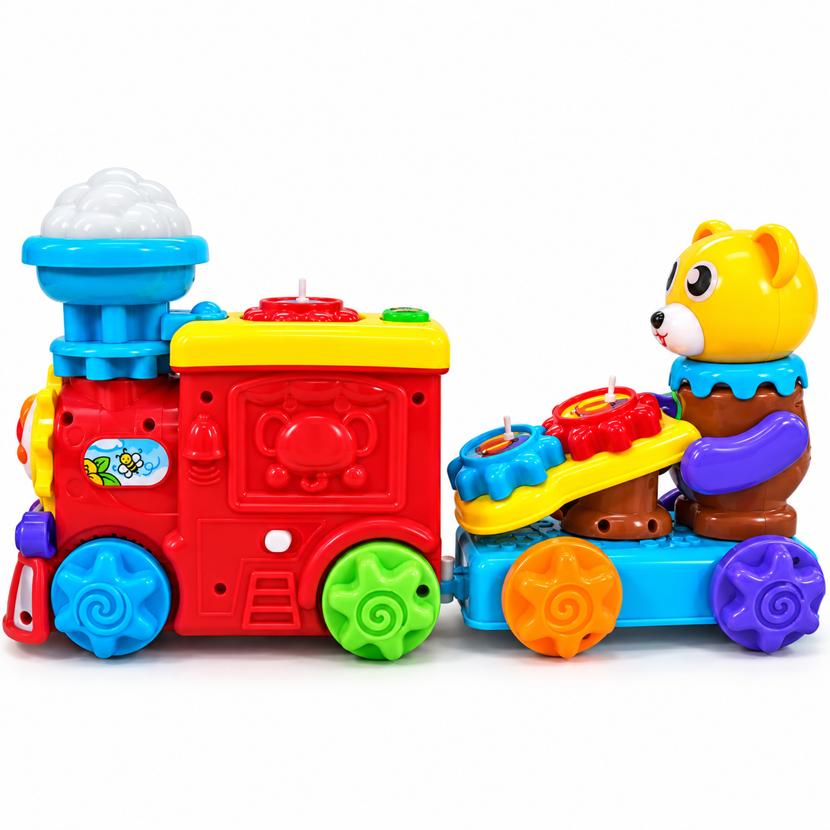 Five Star Roll & Assemble Animal Train Toy – Gear Connection Train with Light, Music & Spinning Animal Figures for Toddlers