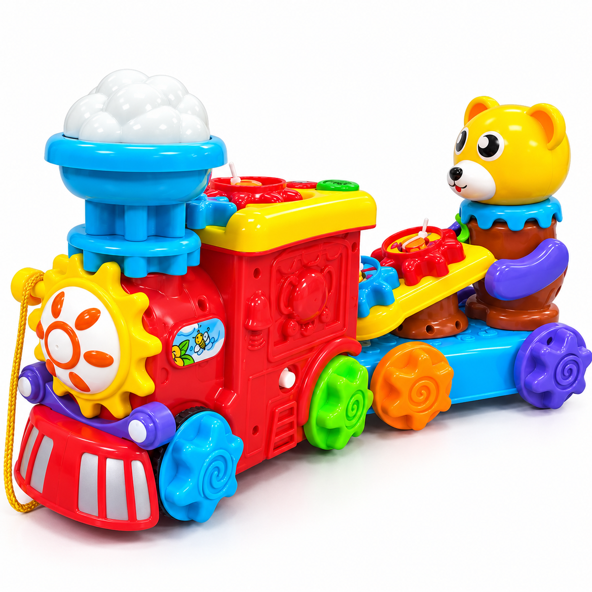 Five Star Roll & Assemble Animal Train Toy – Gear Connection Train with Light, Music & Spinning Animal Figures for Toddlers