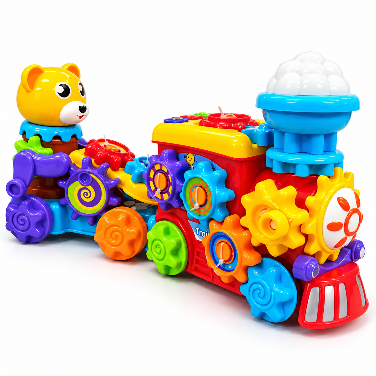 Five Star Roll & Assemble Animal Train Toy – Gear Connection Train with Light, Music & Spinning Animal Figures for Toddlers