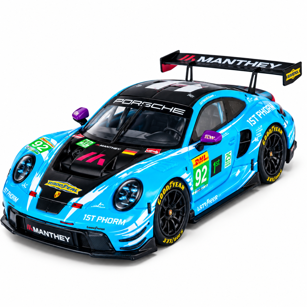 Trends Hobby Porsche 911 GT3 R #92 Manthey Racing Die-Cast Model Car – Blue