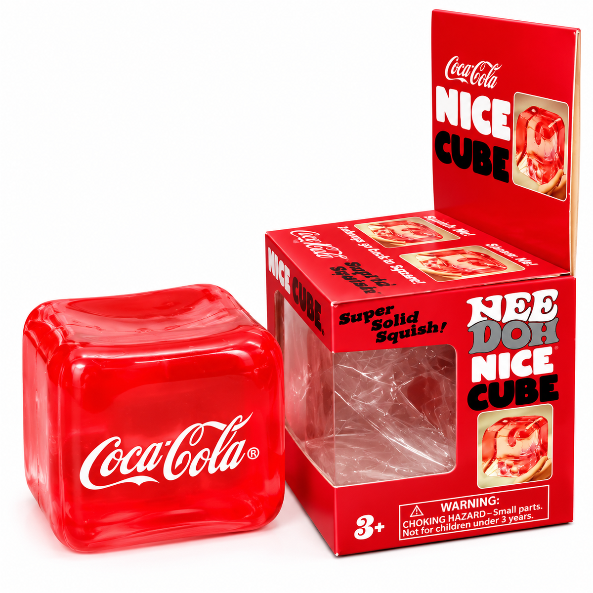 Coca-Cola Nice Cube NeeDoh Suptid Squish! Squishy Fidget Stress Relief Toy – Soft Squeezable Sensory Cube with Coca-Cola Design for Relaxation, Fidget Play, Kids & Adults, 3+ Years