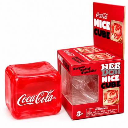 Coca-Cola Nice Cube NeeDoh Suptid Squish! Squishy Fidget Stress Relief Toy – Soft Squeezable Sensory Cube with Coca-Cola Design for Relaxation, Fidget Play, Kids & Adults, 3+ Years