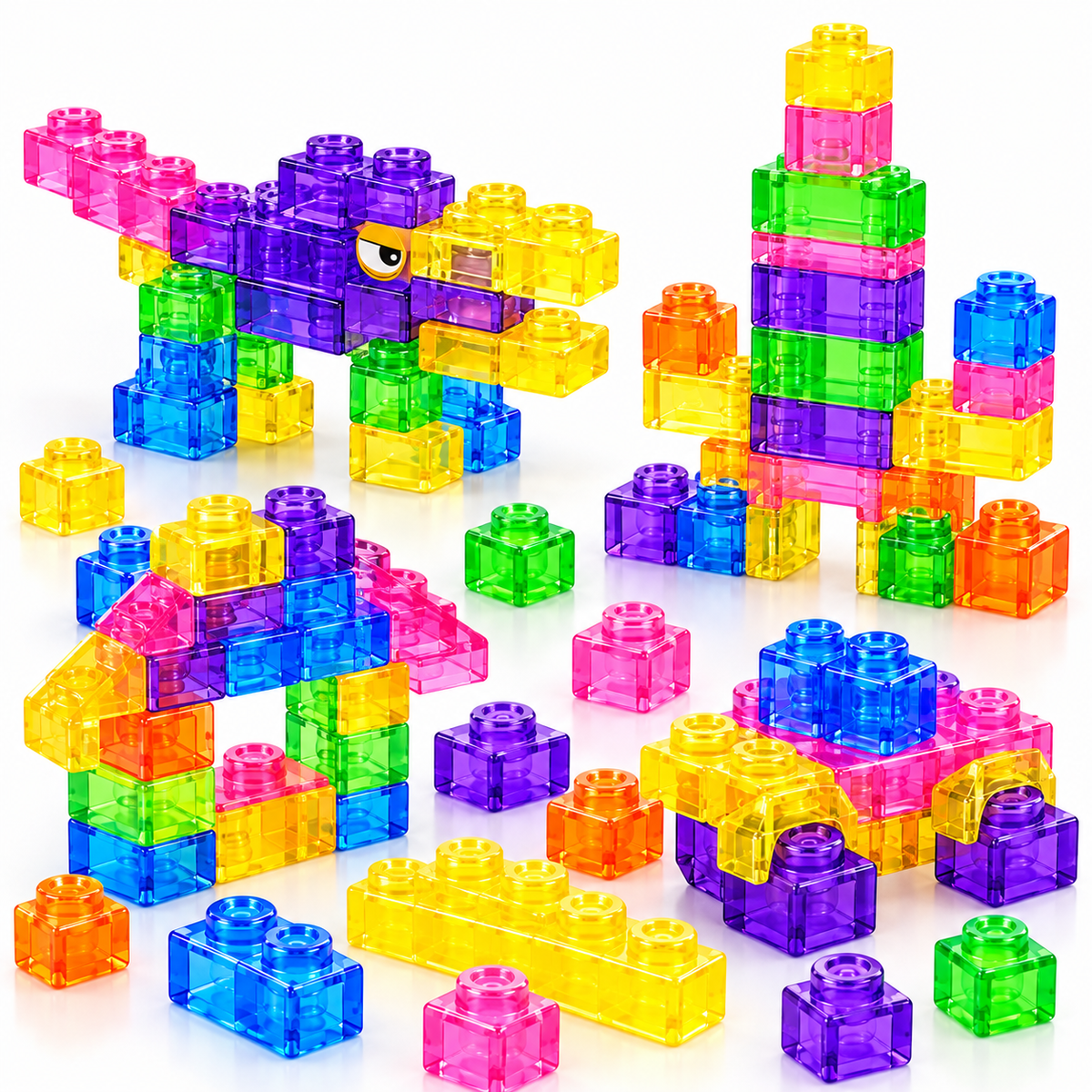 Magic Gummy Bloc 40 Pcs Soft & Flexible Building Blocks for Kids – Squeeze & Stretch Translucent Construction Toy, Creative Educational Building Set for Ages 3+