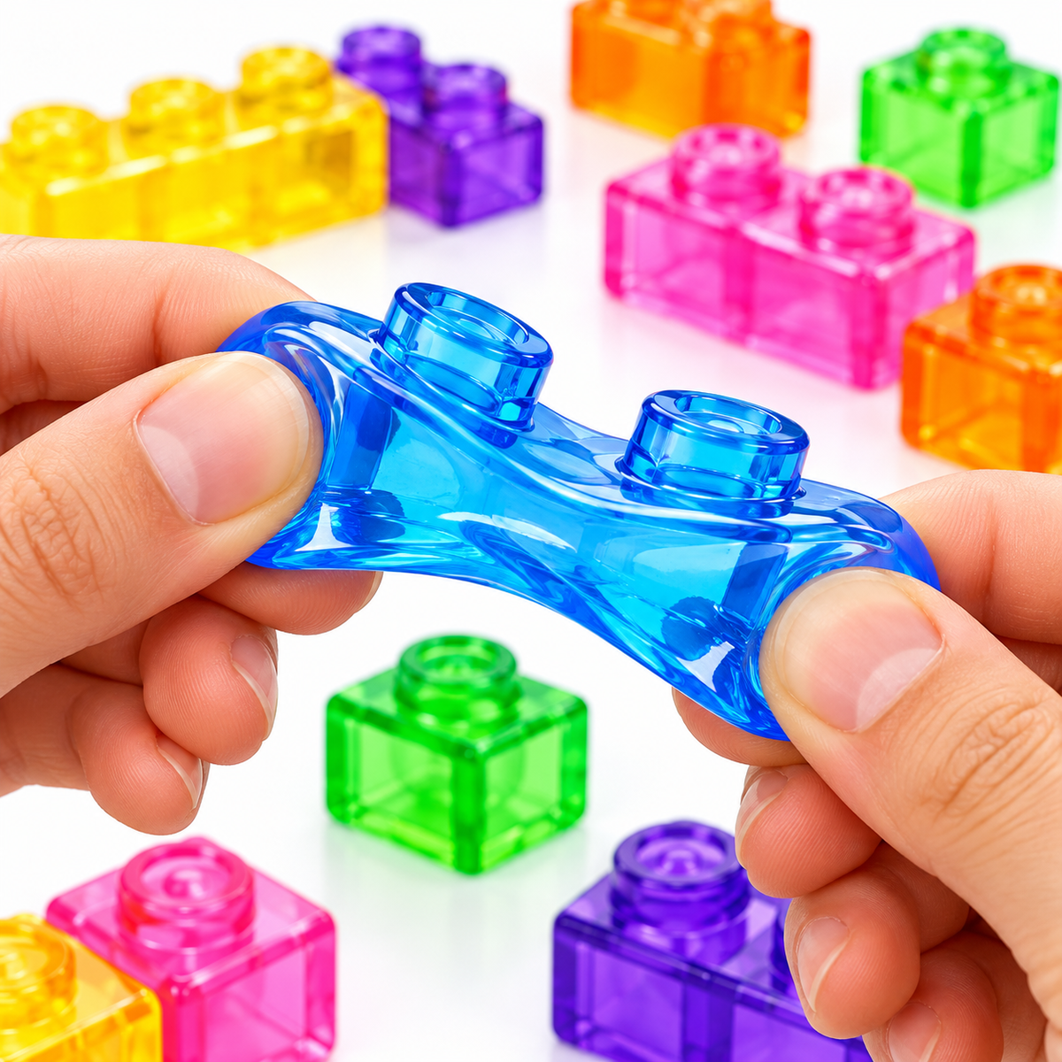Magic Gummy Bloc 40 Pcs Soft & Flexible Building Blocks for Kids – Squeeze & Stretch Translucent Construction Toy, Creative Educational Building Set for Ages 3+