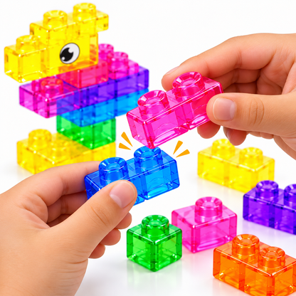 Magic Gummy Bloc 20 Pcs Soft & Flexible Building Blocks for Kids – Squeeze & Stretch Translucent Colourful Construction Blocks, Creative Educational Sensory Building Toy for Boys & Girls Ages 3+