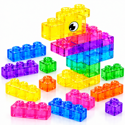 Magic Gummy Bloc 20 Pcs Soft & Flexible Building Blocks for Kids – Squeeze & Stretch Translucent Colourful Construction Blocks, Creative Educational Sensory Building Toy for Boys & Girls Ages 3+