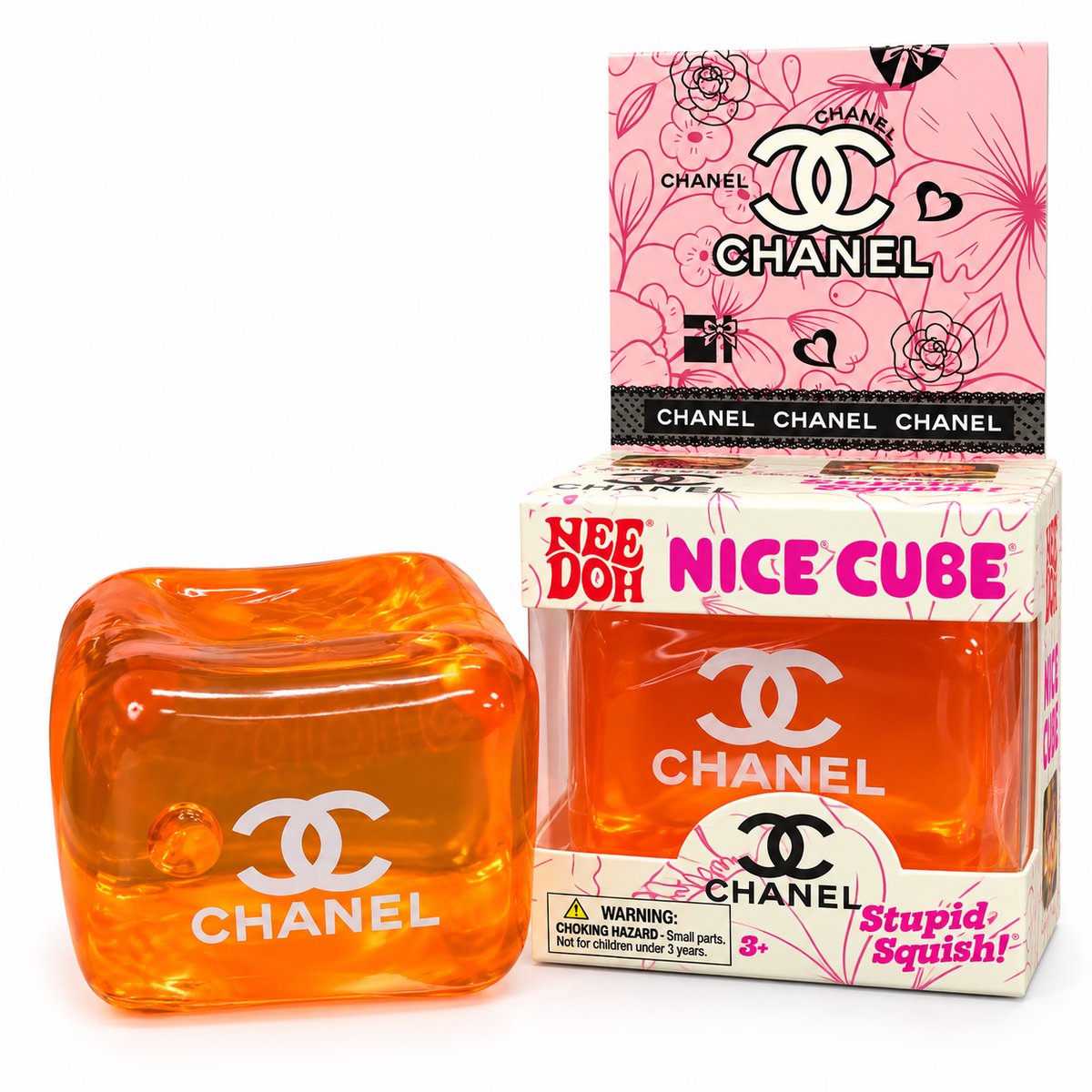 Chanel Nice Cube Squishy Toy for Kids – Soft Squeeze Sensory Stress Relief Fidget Cube, Slow-Rising Squishy Stress Ball Toy for Relaxation, Hand Exercise & Gifting, Orange, 3+ Years