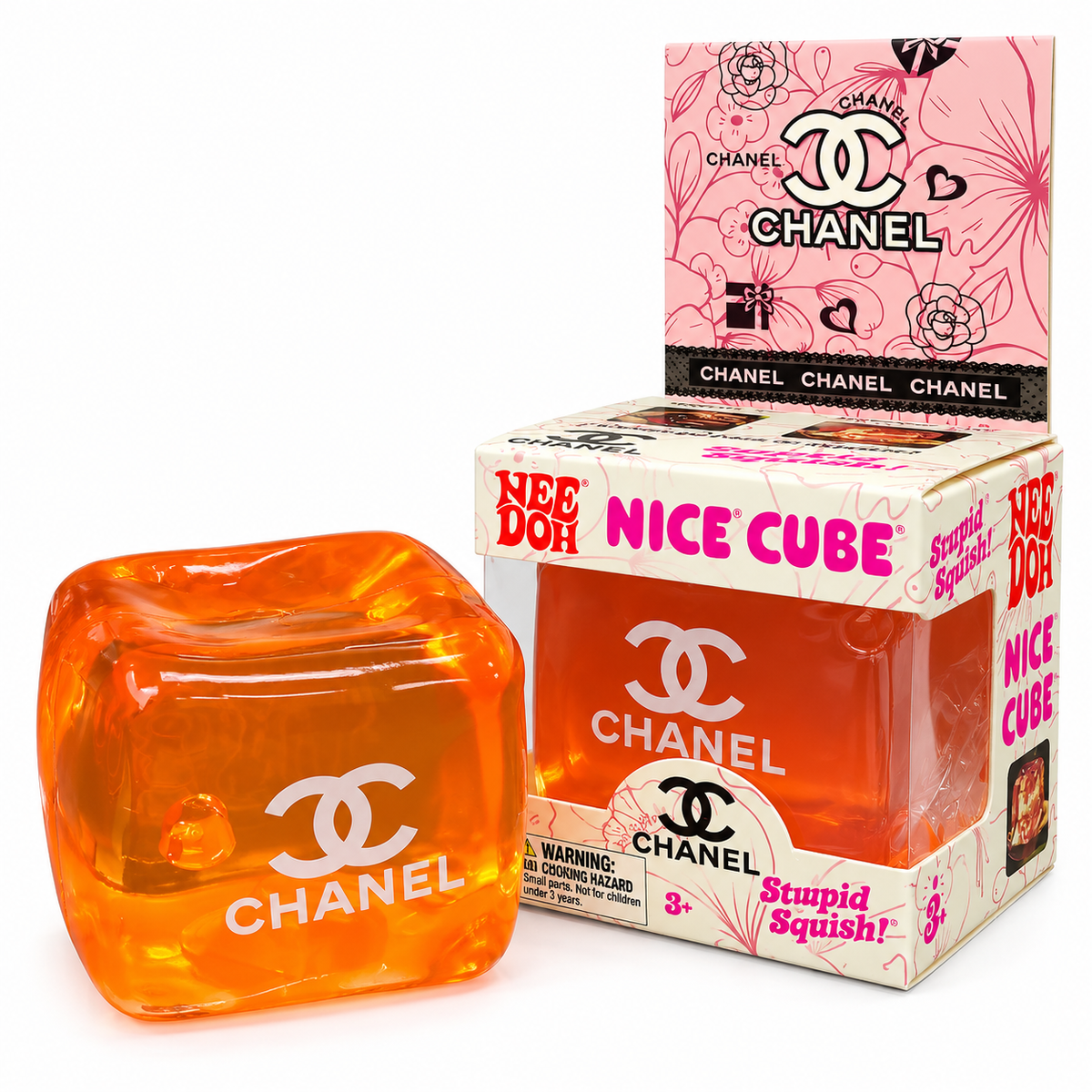 Chanel Nice Cube Squishy Toy for Kids – Soft Squeeze Sensory Stress Relief Fidget Cube, Slow-Rising Squishy Stress Ball Toy for Relaxation, Hand Exercise & Gifting, Orange, 3+ Years