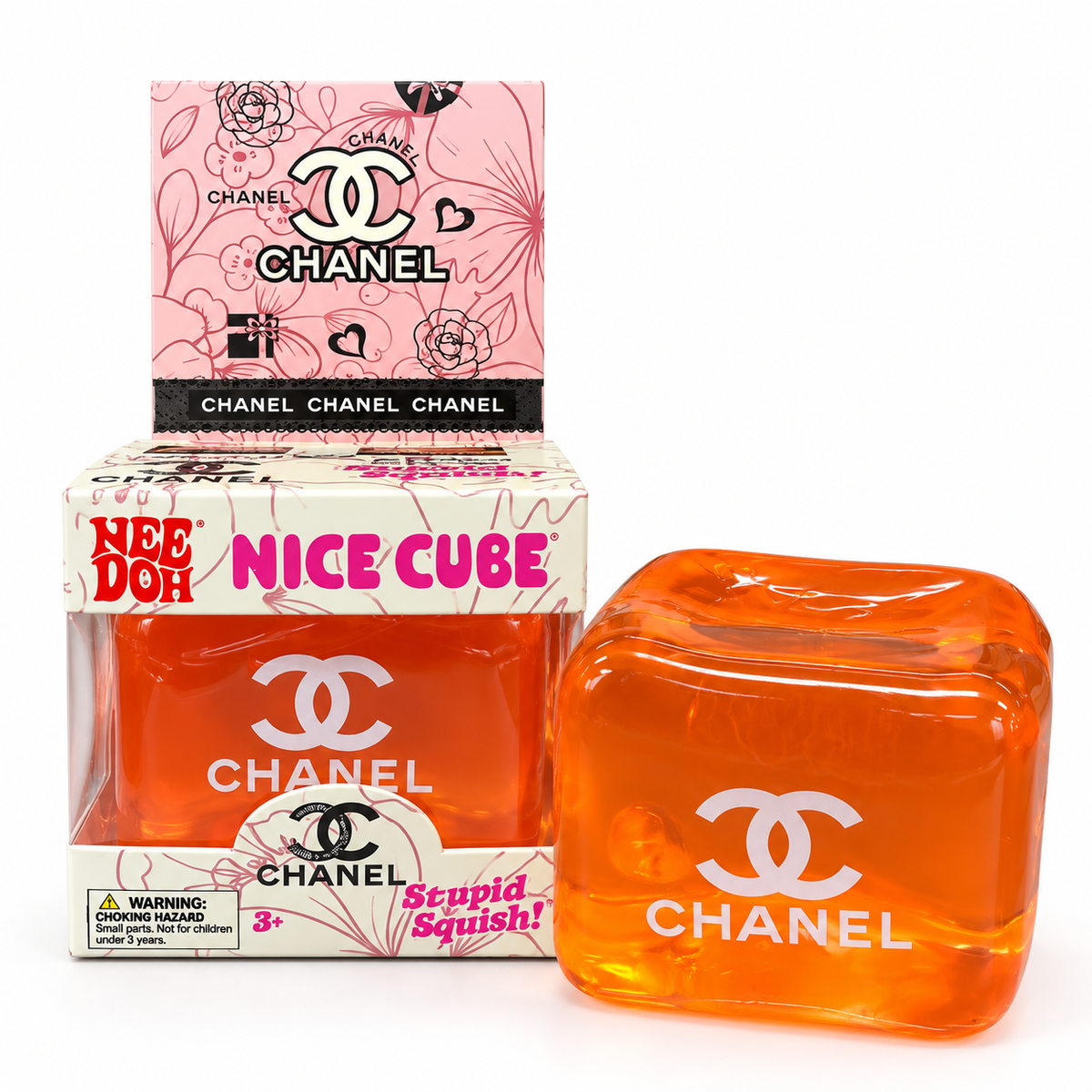 Chanel Nice Cube Squishy Toy for Kids – Soft Squeeze Sensory Stress Relief Fidget Cube, Slow-Rising Squishy Stress Ball Toy for Relaxation, Hand Exercise & Gifting, Orange, 3+ Years