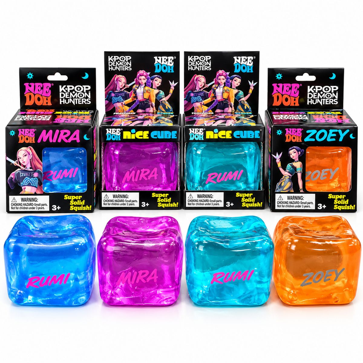K-Pop Demon Hunters NeeDoh Nice Cube Squishy Toy – Super Solid Sensory Stress Relief Fidget Toy for Kids & Collectors, Assorted Character & Colour – 1 Random Pcs