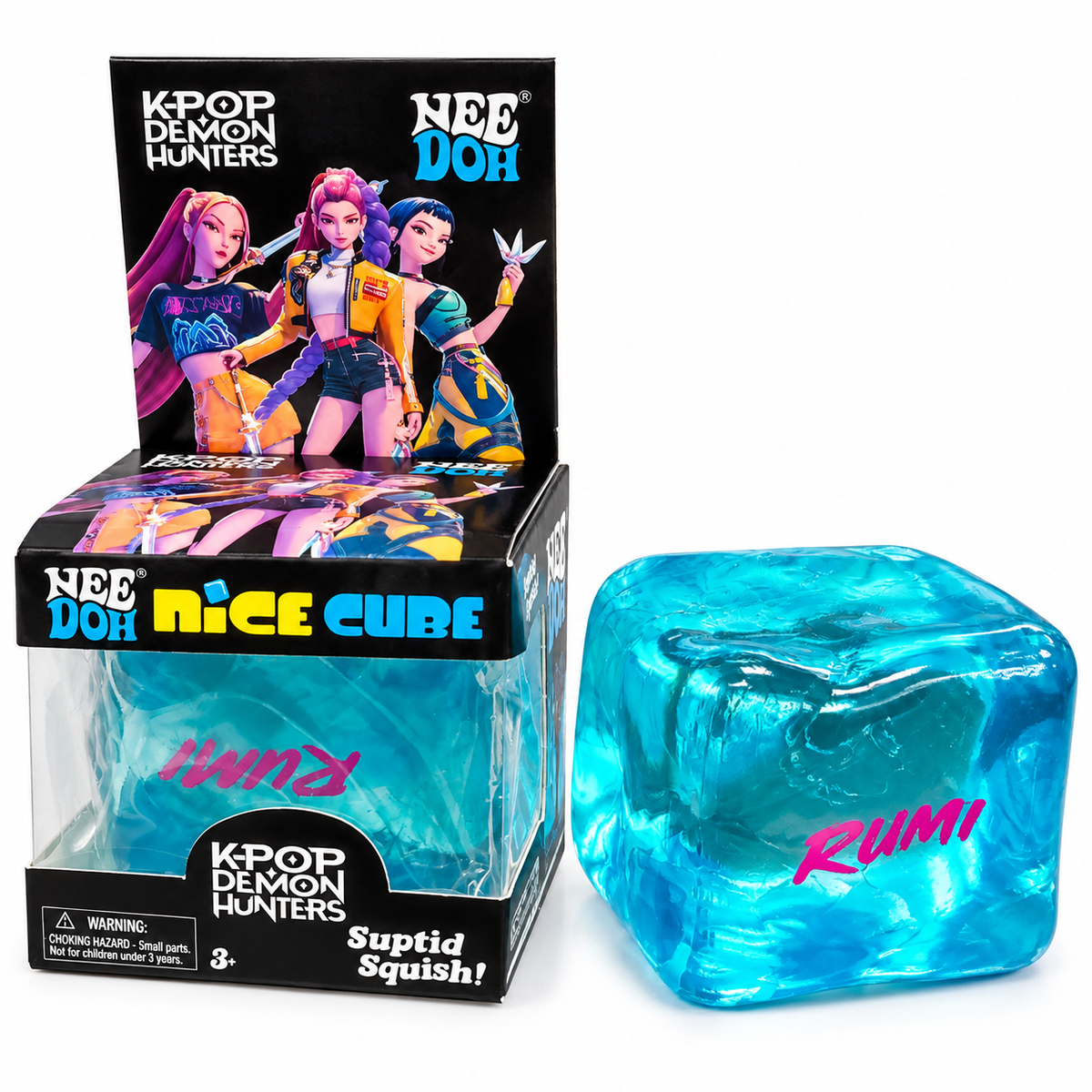 K-Pop Demon Hunters NeeDoh Nice Cube Squishy Toy – Super Solid Sensory Stress Relief Fidget Toy for Kids & Collectors, Assorted Character & Colour – 1 Random Pcs