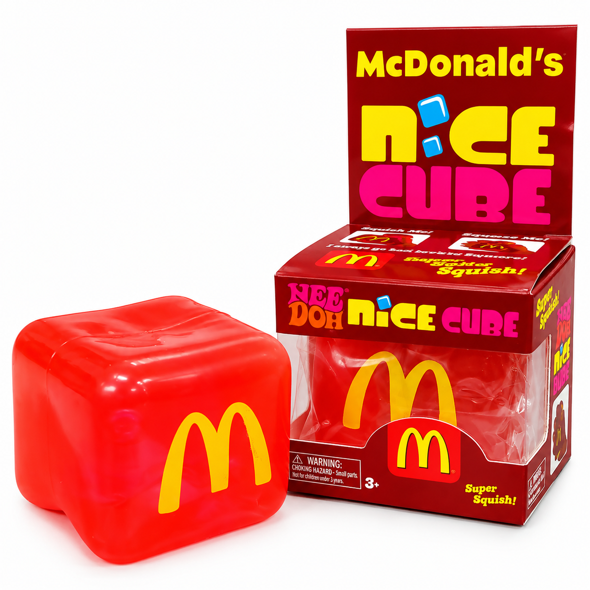 McDonald’s NeeDoh Nice Cube Super Solid Squishy Toy – Soft Squeeze Sensory Fidget Cube, Stress Relief & Satisfying Squish Toy with Iconic Golden Arches Design for Kids & Adults, Ages 3+