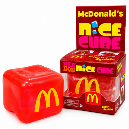 McDonald’s NeeDoh Nice Cube Super Solid Squishy Toy – Soft Squeeze Sensory Fidget Cube, Stress Relief & Satisfying Squish Toy with Iconic Golden Arches Design for Kids & Adults, Ages 3+