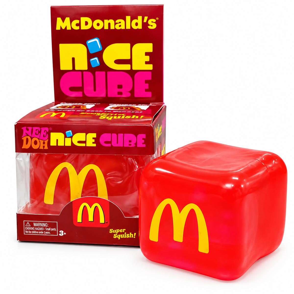 McDonald’s NeeDoh Nice Cube Super Solid Squishy Toy – Soft Squeeze Sensory Fidget Cube, Stress Relief & Satisfying Squish Toy with Iconic Golden Arches Design for Kids & Adults, Ages 3+