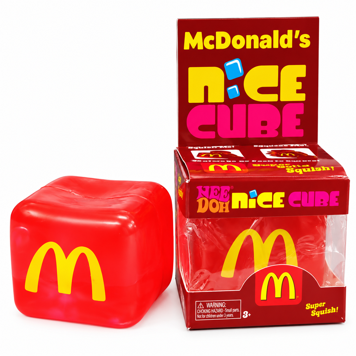 McDonald’s NeeDoh Nice Cube Super Solid Squishy Toy – Soft Squeeze Sensory Fidget Cube, Stress Relief & Satisfying Squish Toy with Iconic Golden Arches Design for Kids & Adults, Ages 3+
