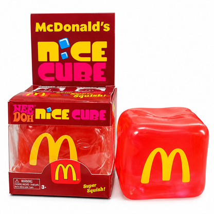 McDonald’s NeeDoh Nice Cube Super Solid Squishy Toy – Soft Squeeze Sensory Fidget Cube, Stress Relief & Satisfying Squish Toy with Iconic Golden Arches Design for Kids & Adults, Ages 3+