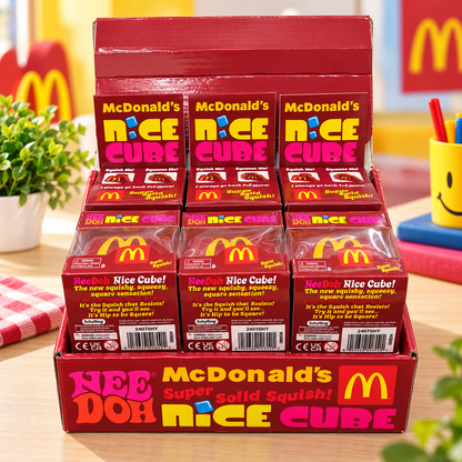 McDonald’s NeeDoh Nice Cube Super Solid Squishy Toy – Soft Squeeze Sensory Fidget Cube, Stress Relief & Satisfying Squish Toy with Iconic Golden Arches Design for Kids & Adults, Ages 3+