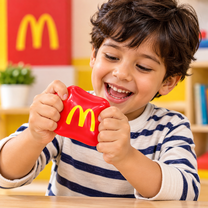 McDonald’s NeeDoh Nice Cube Super Solid Squishy Toy – Soft Squeeze Sensory Fidget Cube, Stress Relief & Satisfying Squish Toy with Iconic Golden Arches Design for Kids & Adults, Ages 3+