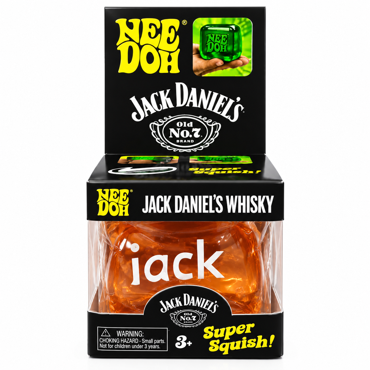 NeeDoh x Jack Daniel’s Old No. 7 Whisky Super Solid Squishy Toy – Soft Squeeze Sensory Fidget Cube, Stress Relief & Satisfying Squish Collectible for Kids & Adults, Ages 3+