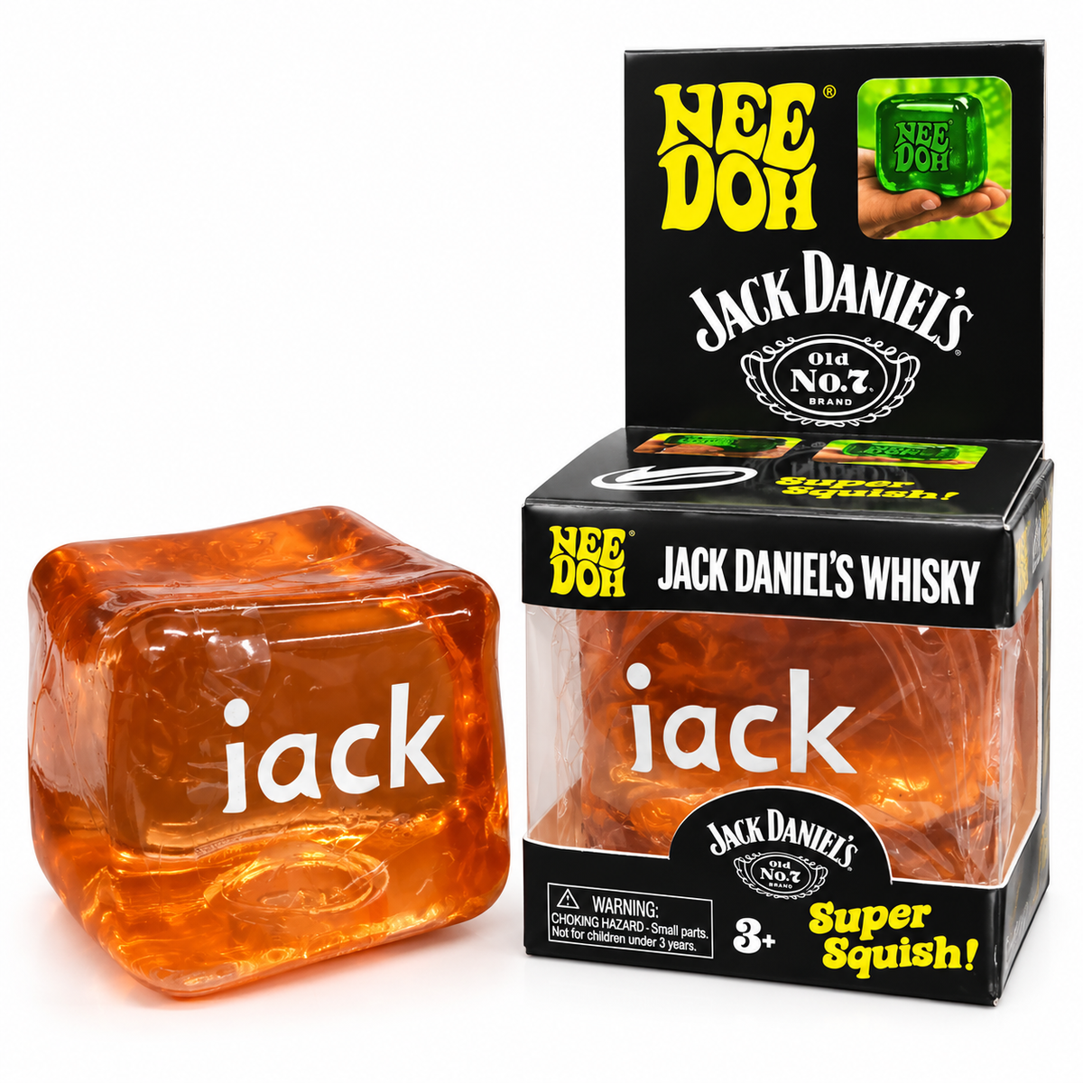 NeeDoh x Jack Daniel’s Old No. 7 Whisky Super Solid Squishy Toy – Soft Squeeze Sensory Fidget Cube, Stress Relief & Satisfying Squish Collectible for Kids & Adults, Ages 3+