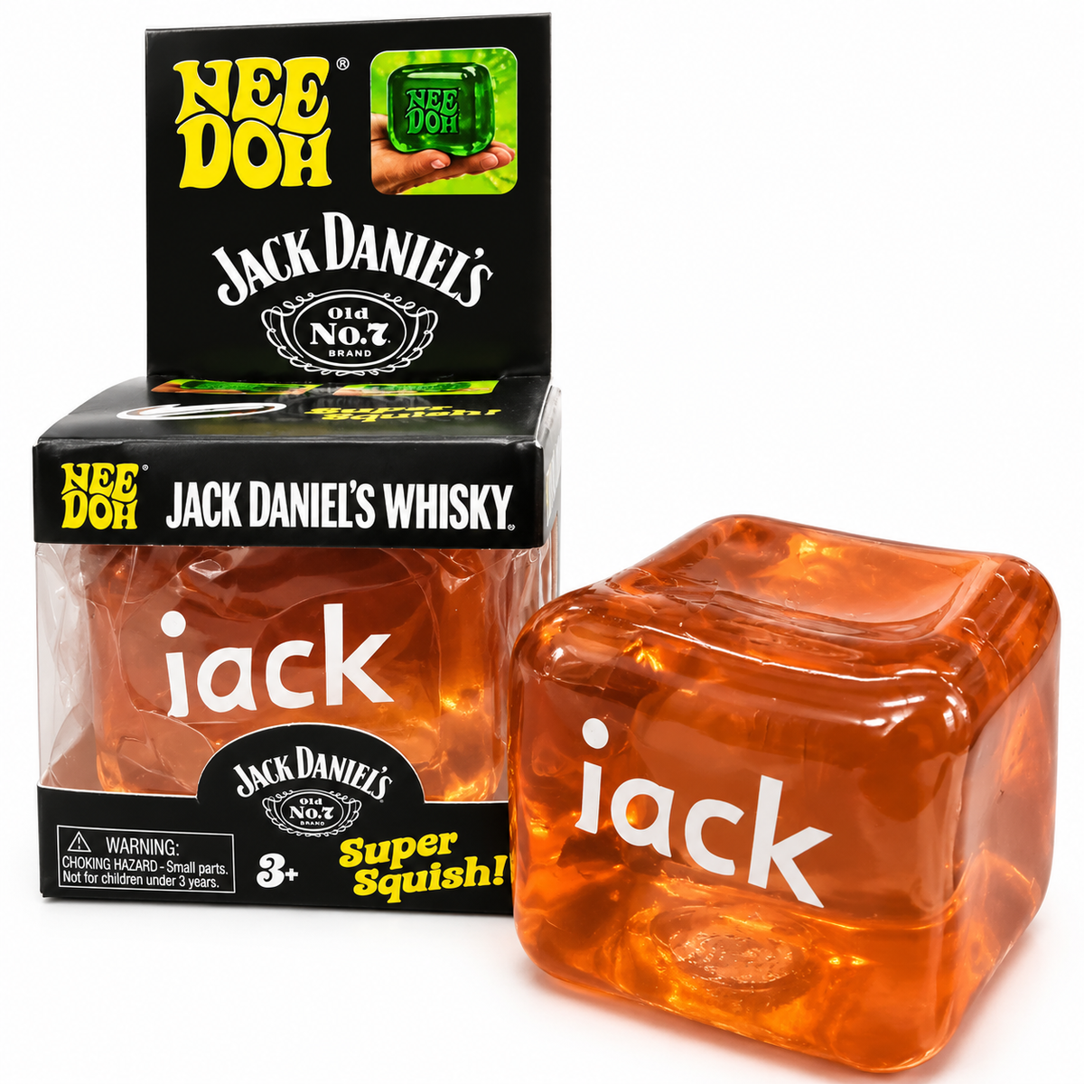 NeeDoh x Jack Daniel’s Old No. 7 Whisky Super Solid Squishy Toy – Soft Squeeze Sensory Fidget Cube, Stress Relief & Satisfying Squish Collectible for Kids & Adults, Ages 3+