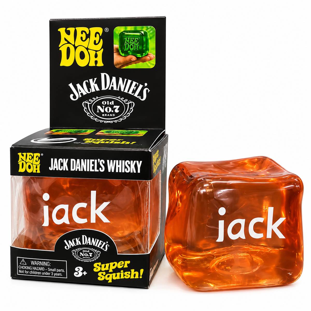NeeDoh x Jack Daniel’s Old No. 7 Whisky Super Solid Squishy Toy – Soft Squeeze Sensory Fidget Cube, Stress Relief & Satisfying Squish Collectible for Kids & Adults, Ages 3+