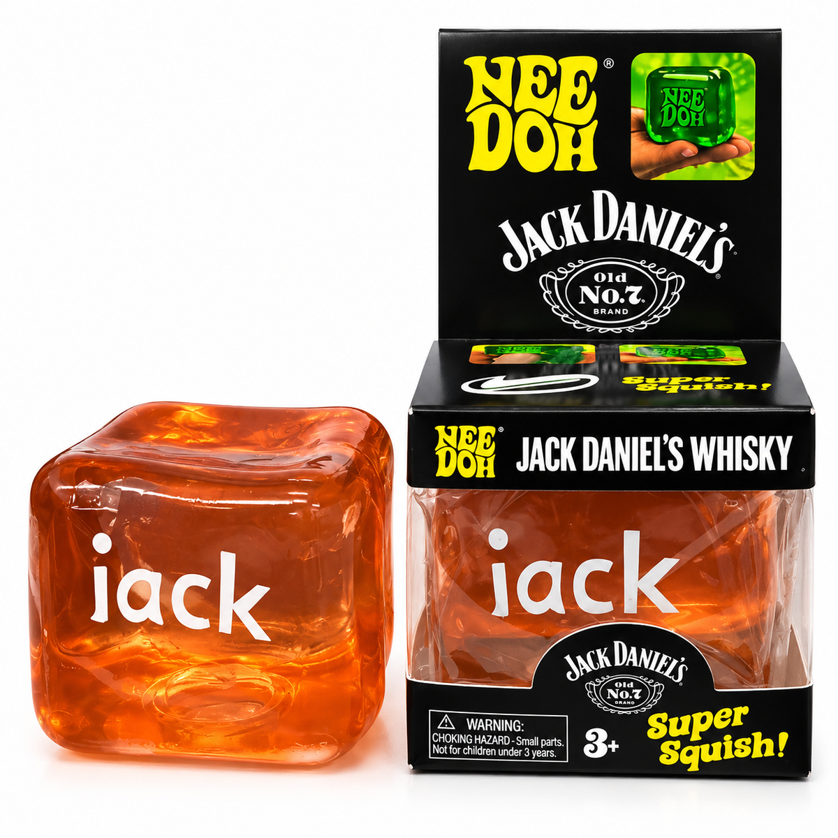 NeeDoh x Jack Daniel’s Old No. 7 Whisky Super Solid Squishy Toy – Soft Squeeze Sensory Fidget Cube, Stress Relief & Satisfying Squish Collectible for Kids & Adults, Ages 3+