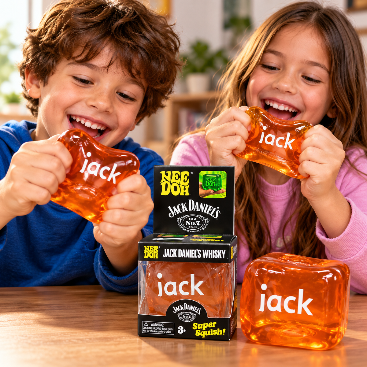 NeeDoh x Jack Daniel’s Old No. 7 Whisky Super Solid Squishy Toy – Soft Squeeze Sensory Fidget Cube, Stress Relief & Satisfying Squish Collectible for Kids & Adults, Ages 3+