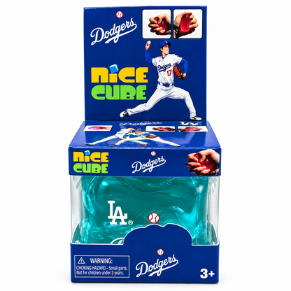 NeeDoh Nice Cube LA Dodgers Blue Squishy Toy | Soft Squeeze Stress Relief Sensory Fidget Toy for Kids & Adults | Baseball Collectible Squish Toy