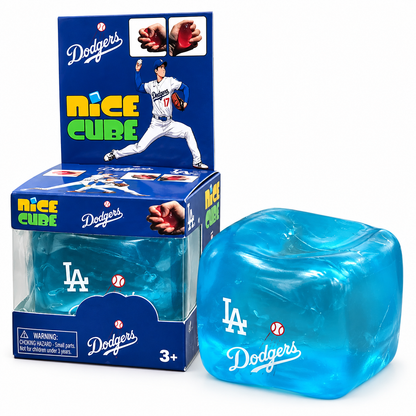 NeeDoh Nice Cube LA Dodgers Blue Squishy Toy | Soft Squeeze Stress Relief Sensory Fidget Toy for Kids & Adults | Baseball Collectible Squish Toy