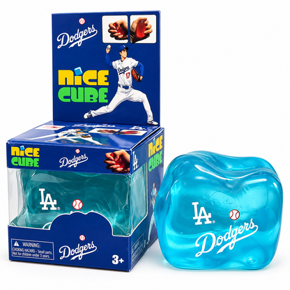 NeeDoh Nice Cube LA Dodgers Blue Squishy Toy | Soft Squeeze Stress Relief Sensory Fidget Toy for Kids & Adults | Baseball Collectible Squish Toy