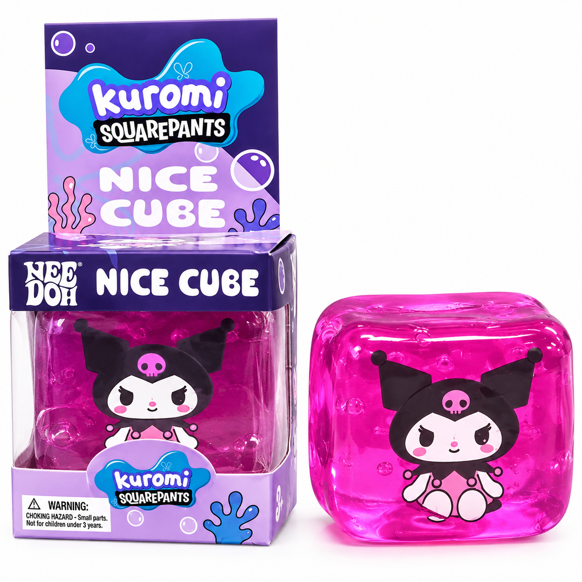 NeeDoh Kuromi SquarePants Nice Cube Squishy Toy | Super Soft Sensory Stress Ball & Squeeze Fidget Toy for Kids & Adults | Assorted Colours, Random 1 Piece
