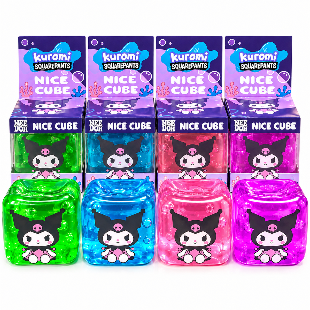 NeeDoh Kuromi SquarePants Nice Cube Squishy Toy | Super Soft Sensory Stress Ball & Squeeze Fidget Toy for Kids & Adults | Assorted Colours, Random 1 Piece