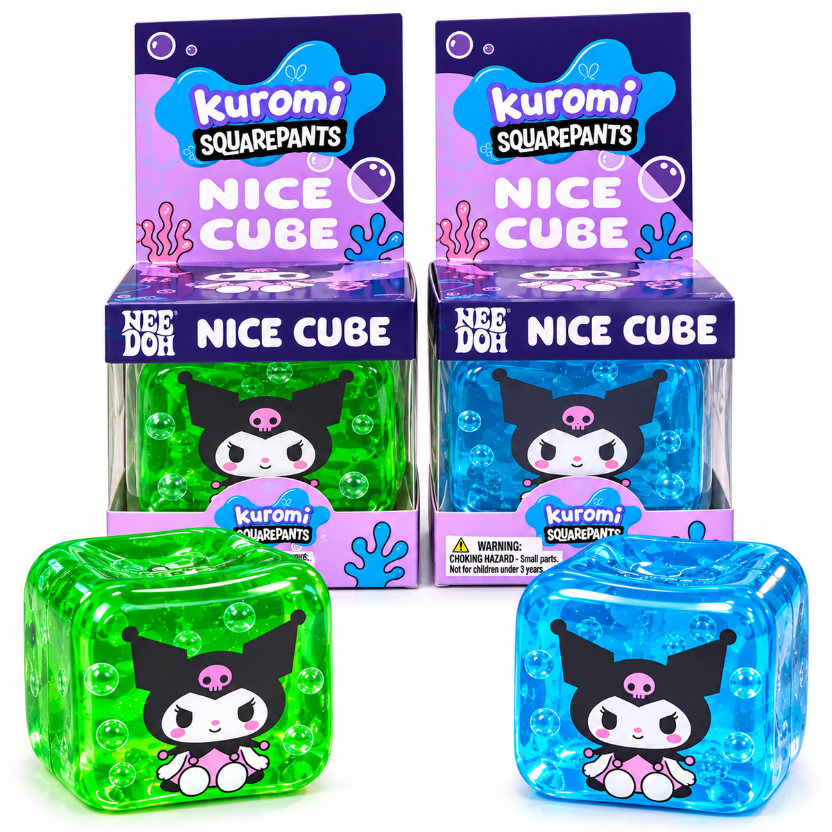NeeDoh Kuromi SquarePants Nice Cube Squishy Toy | Super Soft Sensory Stress Ball & Squeeze Fidget Toy for Kids & Adults | Assorted Colours, Random 1 Piece