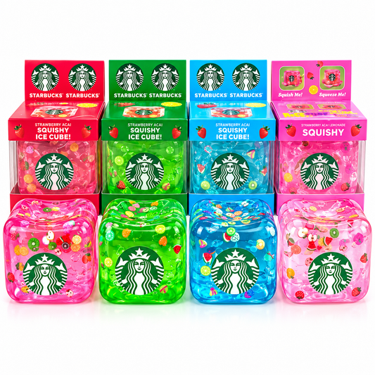 NeeDoh Starbucks Strawberry Açaí Nice Cube Squishy Sensory Stress Toy | Soft Squeeze Fidget Ice Cube for Kids & Adults | Assorted Colours – Random 1 Piece