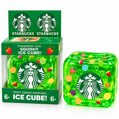 NeeDoh Starbucks Strawberry Açaí Nice Cube Squishy Sensory Stress Toy | Soft Squeeze Fidget Ice Cube for Kids & Adults | Assorted Colours – Random 1 Piece